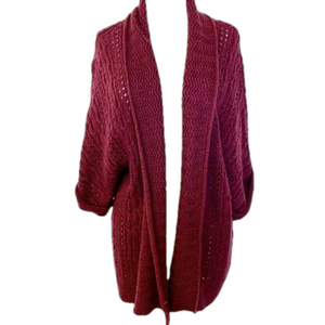 Sonoma magenta Cardigan long sweater Womens sz 2X Loose knit Dolman sleeves